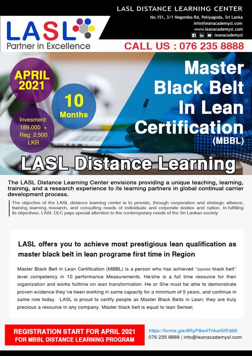 Master Black Belt in Lean [MBBL] / Lean Sensei